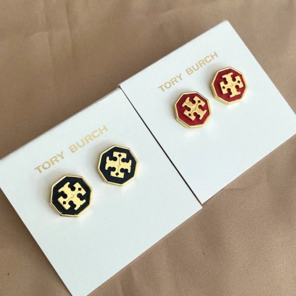 Tory Burch New Hexagonal Metal Earrings